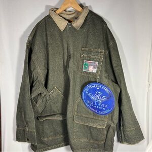 VTG BELLAVIA Green Denim men's Jacket Size XL Made in Hong Kong 100% Cotton